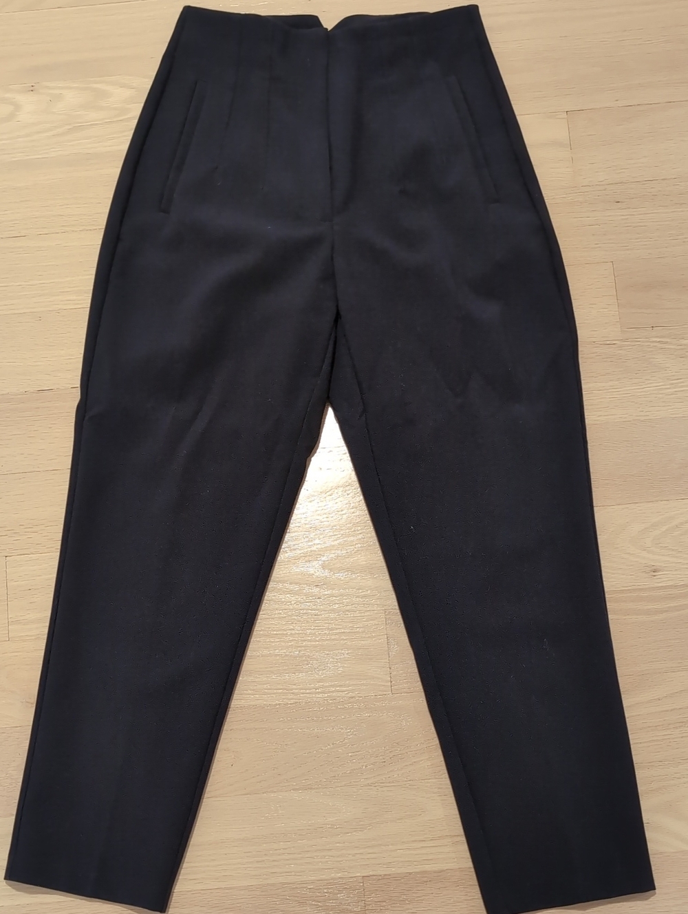Zara Navy Blue High Waist Tapered Pants